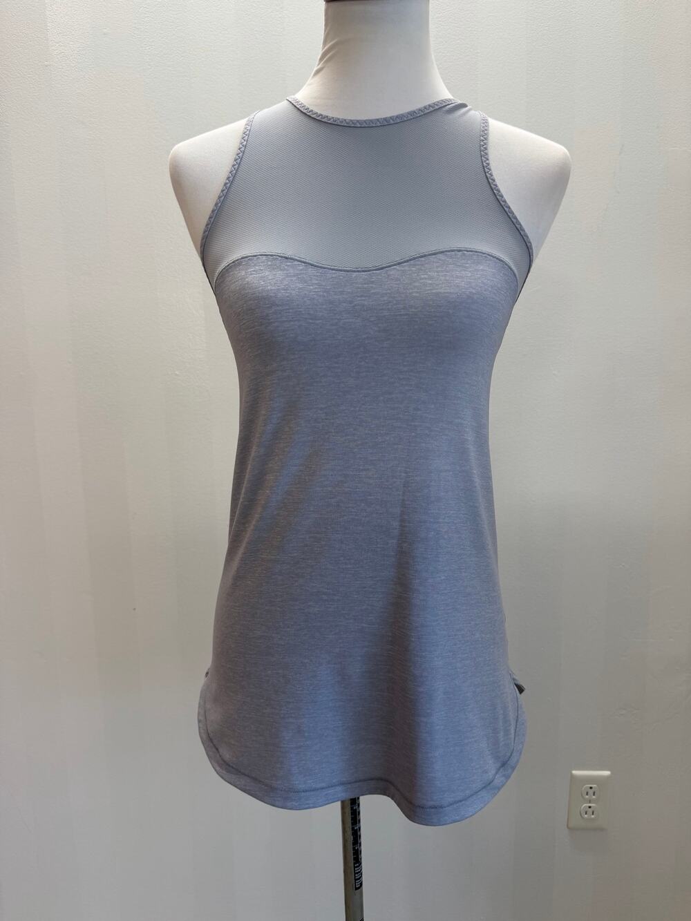 Lululemon Right Round Tank Top Gray High Neck Mesh Racerback